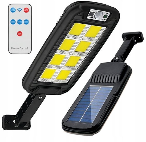 Lampa solarna LED COB Latarnia uliczna z czujnik + pilot