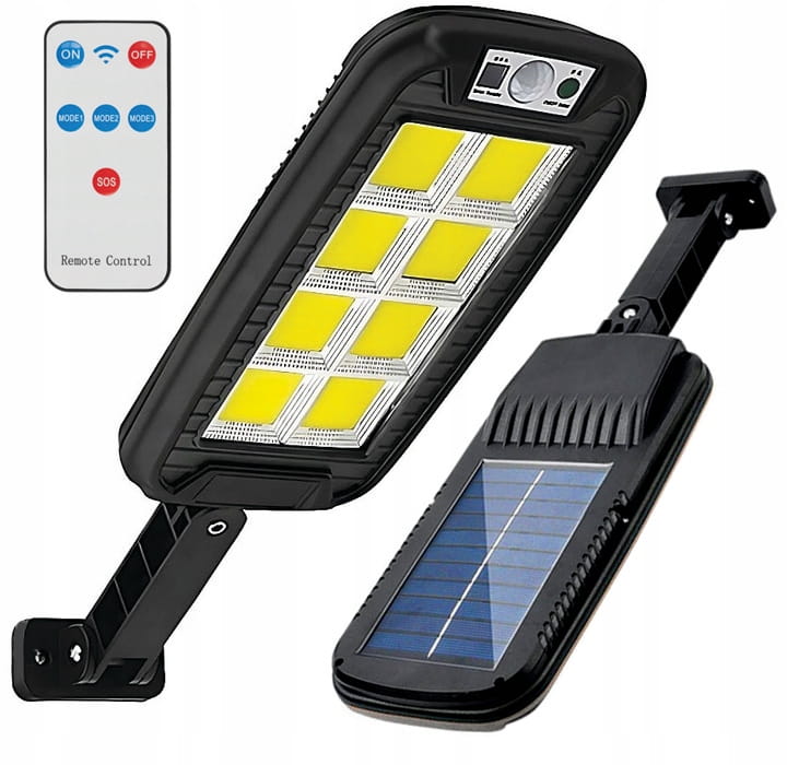 Lampa solarna LED COB Latarnia uliczna z czujnik + pilot