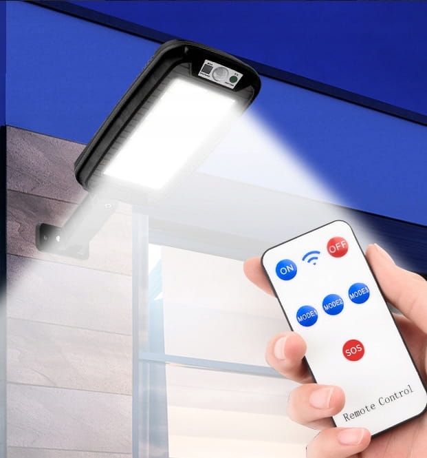 Lampa solarna LED COB Latarnia uliczna z czujnik + pilot