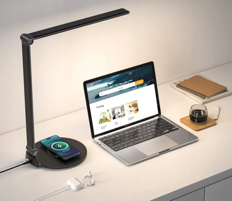 Lampka biurkowa LED USB 3 barwy Ładowarka indukcyjna SuperLED