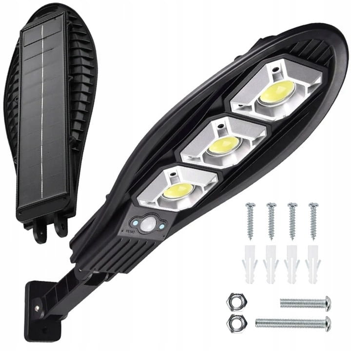 Lampa solarna LED 180W Latarnia uliczna z czujnik + uchwyt + pilot