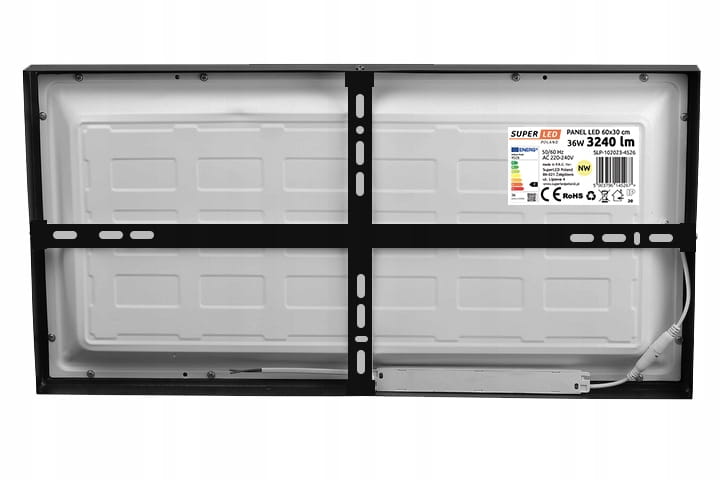 Panel LED Sufitowy 36W Natynkowy 60 x 30cm Czarny