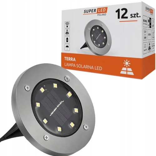 12x LAMPA SOLARNA LED OGRODOWA WBIJANA DYSK DO OGRODU GRUNTOWA MOCNA 8LED