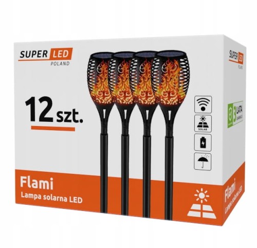 12x Lampa solarna LED FLAMI pochodnia