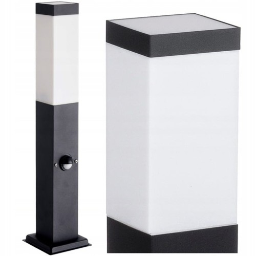 Lampa stojąca słupek PRIMI M kwadratowy 45cm czarny+ PIR