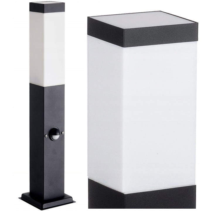 Lampa stojąca słupek PRIMI M kwadratowy 45cm czarny+ PIR