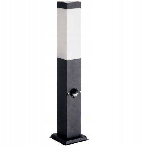 Lampa stojąca słupek PRIMI M kwadratowy 45cm czarny+ PIR