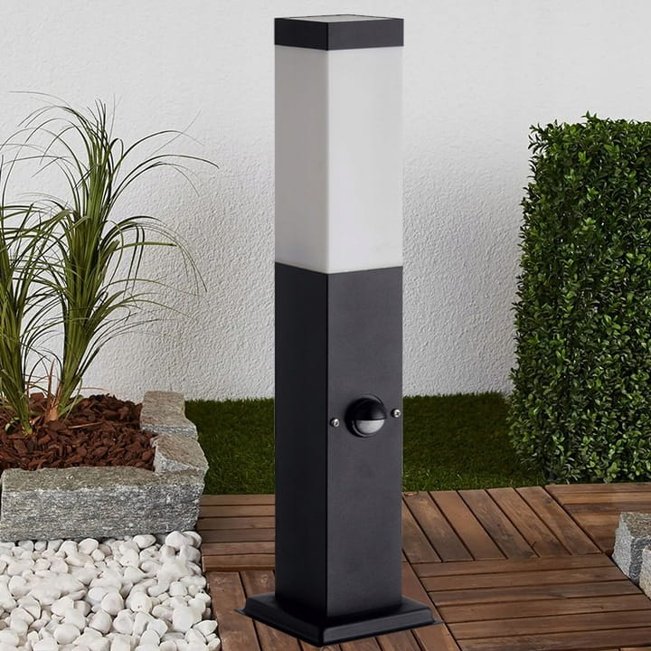 Lampa stojąca słupek PRIMI M kwadratowy 45cm czarny+ PIR
