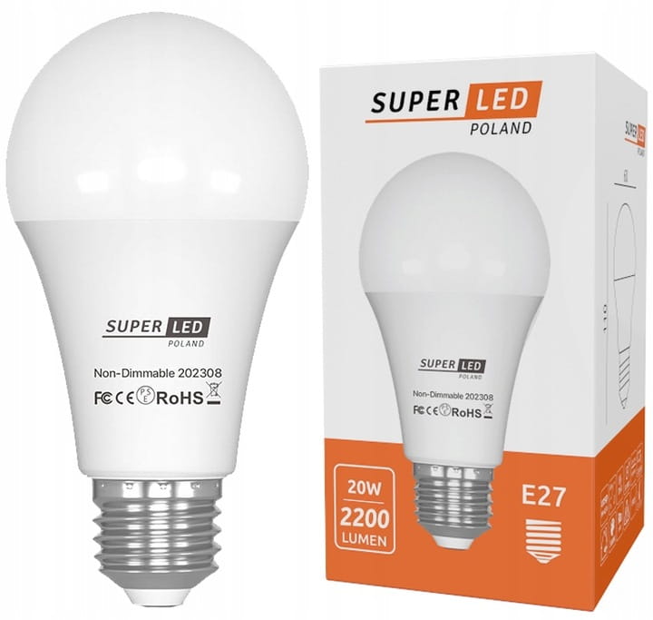 Żarówka LED E27 20W kulka biała ciepła