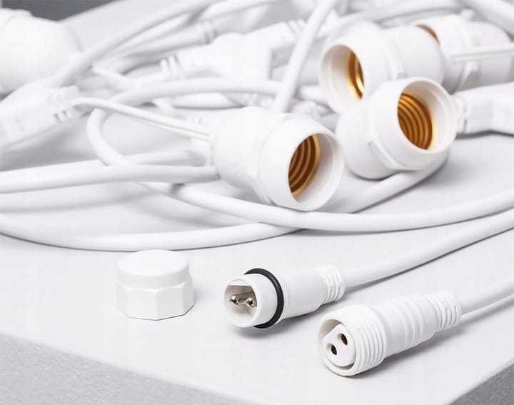 Girlanda ogrodowa BIAŁA zewnętrzna łańcuch 20m + 20x żarówka  LED E27 zwis