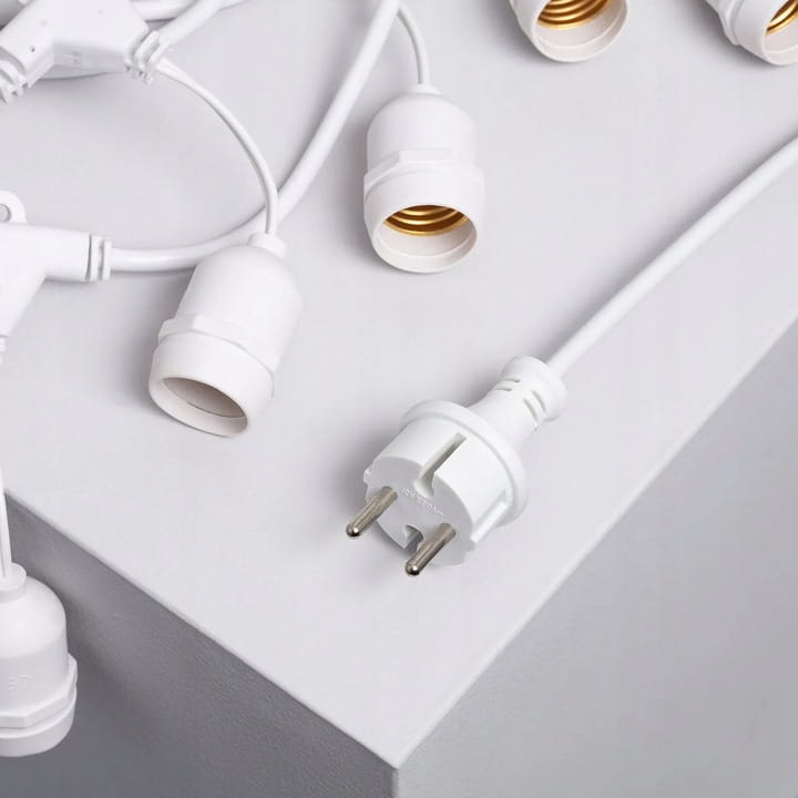 Girlanda ogrodowa BIAŁA zewnętrzna łańcuch 20m + 20x żarówka  LED E27 zwis