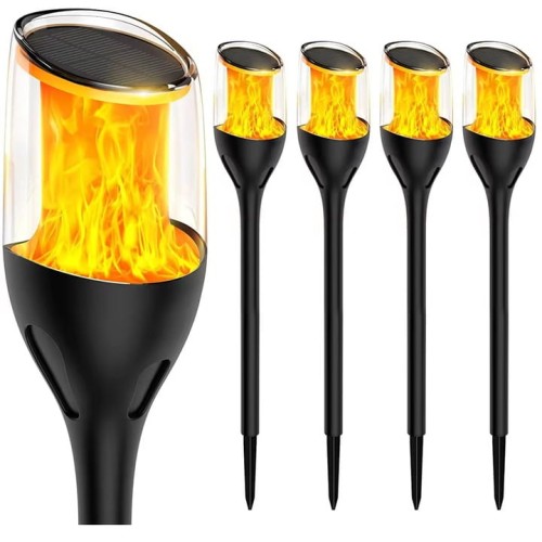 4x Lampa solarna LED LATARNIA POCHODNIA WBIJANA płomień 65cm PREMIUM