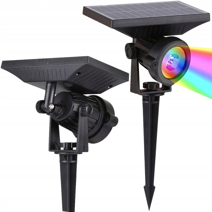Reflektor ogrodowy solarny LED RGB wbijany na szpikulec mocny