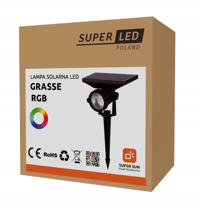 Reflektor ogrodowy solarny LED RGB wbijany na szpikulec mocny