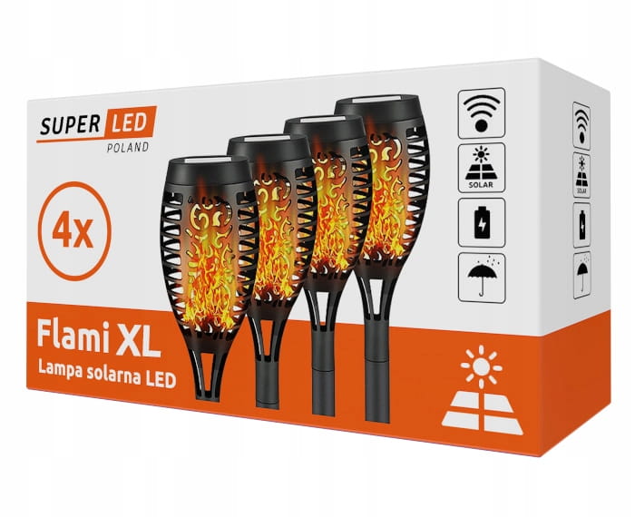 4x Lampa solarna LED FLAMI XL pochodnia