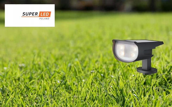 Lampa solarna LED 2w1 Reflektor wbijany + Kinkiet ogrodowy SuperLED