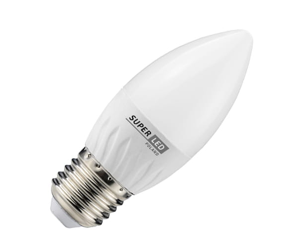 Żarówka LED E27 6W świeczka biała zimna