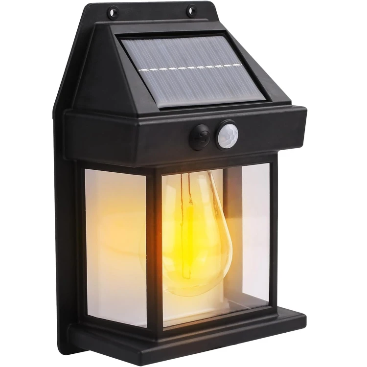 Lampa solarna LED elewacyjna kinkiet z czujnik ruchu i zmierzchu + żarówka