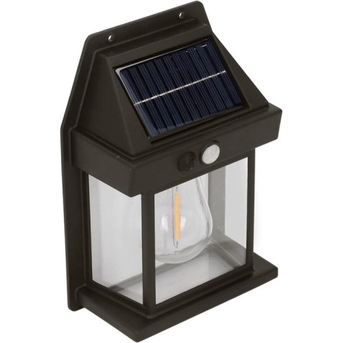 Lampa solarna LED elewacyjna kinkiet z czujnik ruchu i zmierzchu + żarówka
