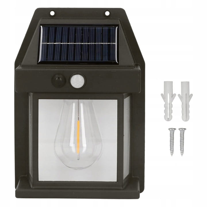 Lampa solarna LED elewacyjna kinkiet z czujnik ruchu i zmierzchu + żarówka