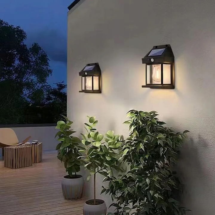 Lampa solarna LED elewacyjna kinkiet z czujnik ruchu i zmierzchu + żarówka