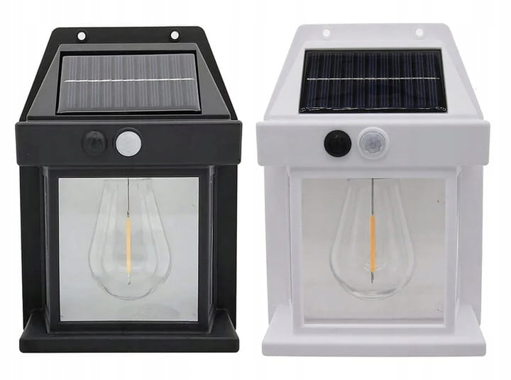 Lampa solarna LED elewacyjna kinkiet z czujnik ruchu i zmierzchu + żarówka