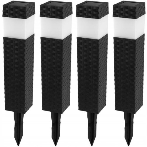 4x Lampa solarna LED rattanowa ogrodowa wbijana słupek TECHNORATTAN