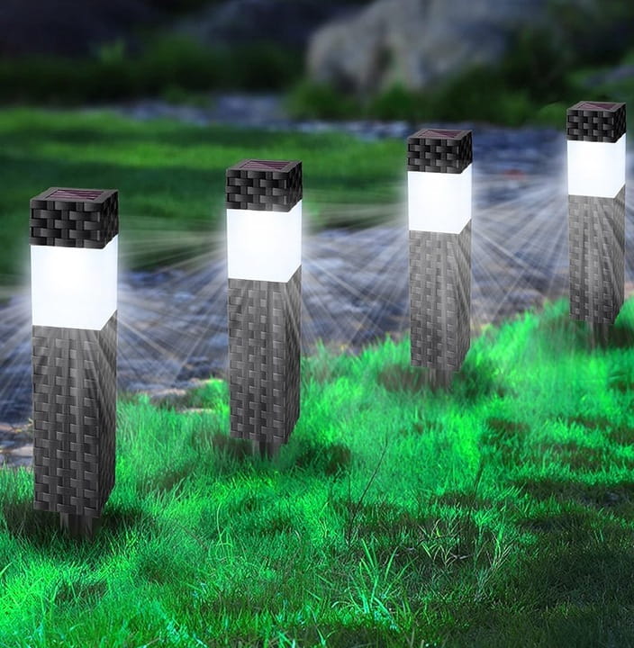 4x Lampa solarna LED rattanowa ogrodowa wbijana słupek TECHNORATTAN
