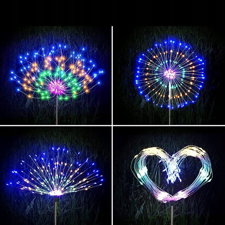 4x Lampa Solarna DRZEWKO LED RGB DMUCHAWIEC FAJERWERKI + pilot + USB