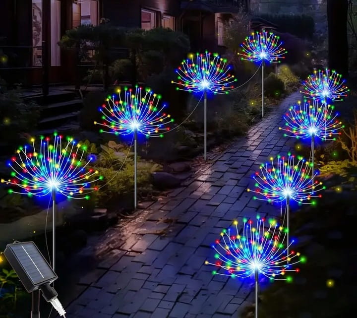 4x Lampa Solarna DRZEWKO LED RGB DMUCHAWIEC FAJERWERKI + pilot + USB