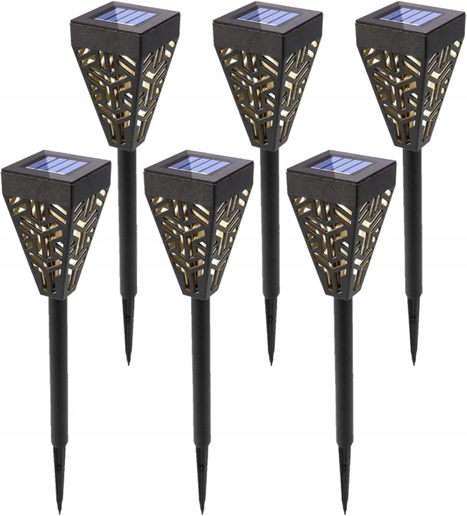 6x Lampa solarna LED Latarnia ogrodowa wbijana słupek latarenka ażurowa