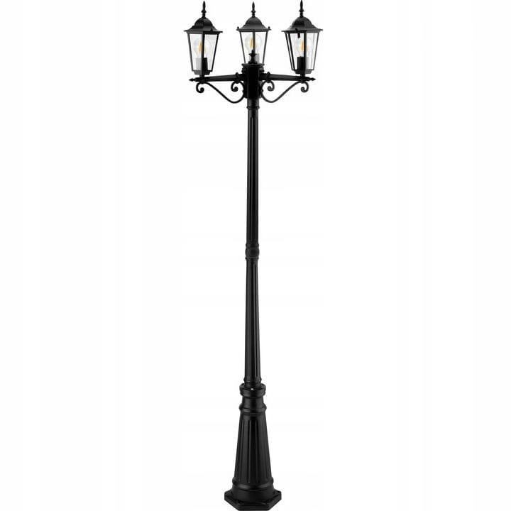 Lampa ogrodowa stojąca Słupek Latarnia 3x E27 LED 200 cm Retro