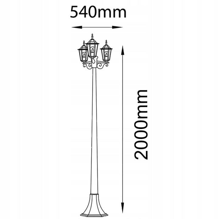 Lampa ogrodowa stojąca Słupek Latarnia 3x E27 LED 200 cm Retro
