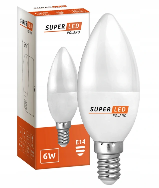 Żarówka LED E14 6W świeczka biała neutralna