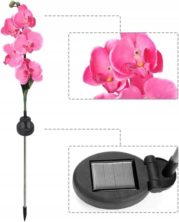 Lampa solarna LED ogrodowa KWIAT STORYCZK ORCHIDEA wbijana SuperLED