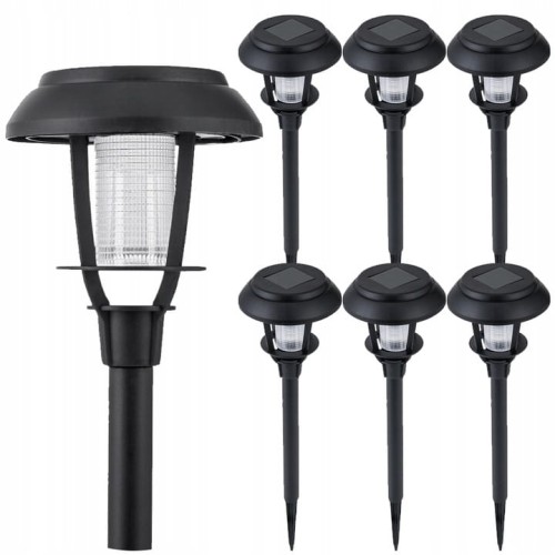 6x Lampa solarna LED Latarnia ogrodowa wbijana słupek latarenka