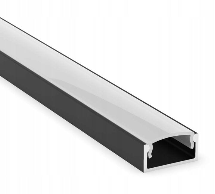 Profil LED aluminiowy do taśm natynkowy czarny 2m + klosz mleczny