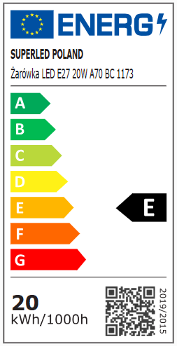 10x Żarówka LED E27 A70 20W Biała Ciepła SuperLED