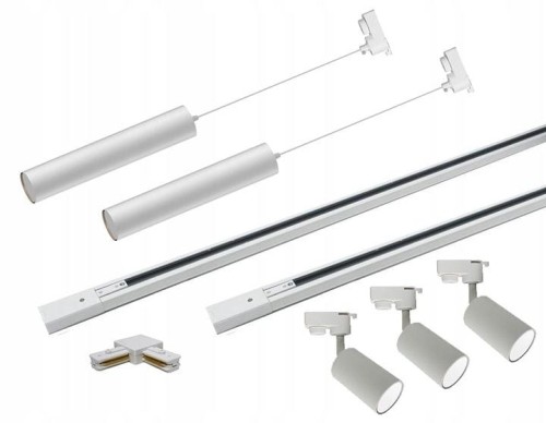 Zestaw szynowy Szynoprzewód 3m + 2x Lampa wisząca + 3x reflektor SuperLED