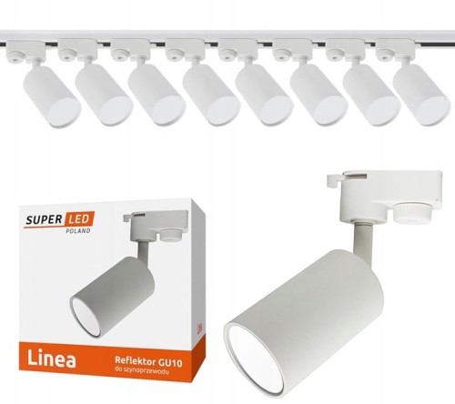 Reflektor szynowy LED lampa na żarówkę 8x GU10 + szynoprzewód 2m SuperLED
