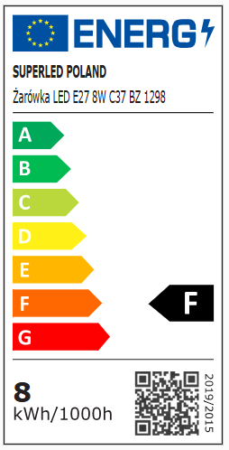 Żarówka LED E27 świeczka 8W 800lm biała zimna CCD