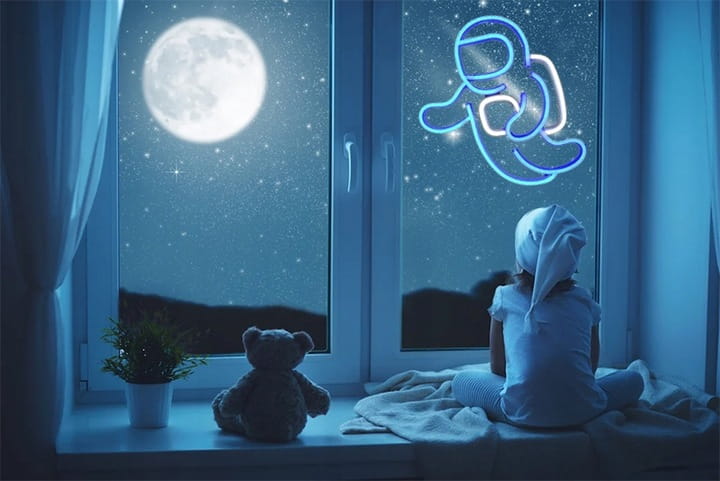 Lampa Neon LED na ścianę Lampka nocna Astronauta USB 5V SuperLED