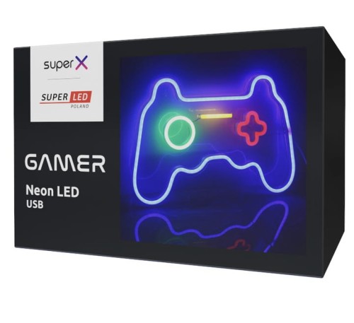 Lampa Neon LED na ścianę Lampka nocna Game Pad Gamer USB 5V SuperLED