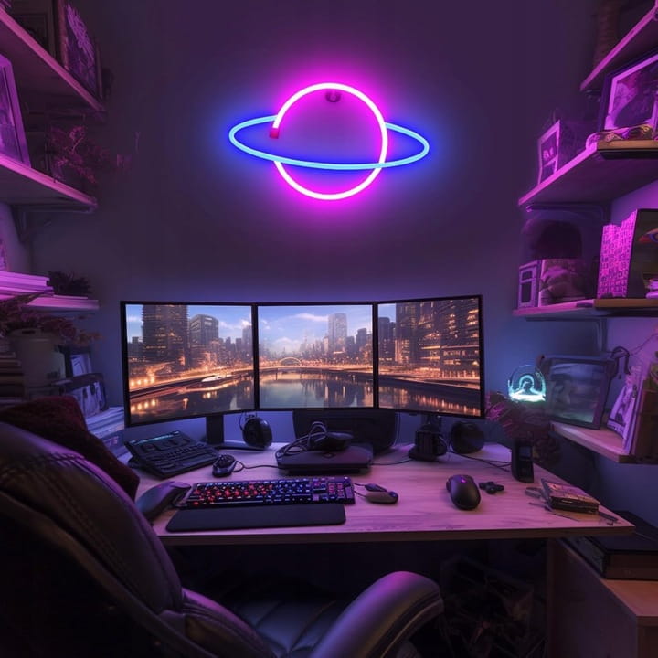 Lampa Neon LED na ścianę Lampka nocna Planeta Jupiter USB 5V SuperLED