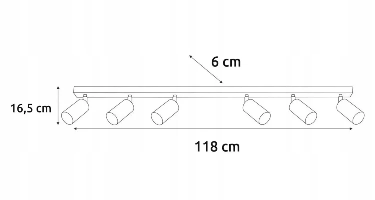 Lampa sufitowa szyna spot oprawa halogenowa 6x GU10