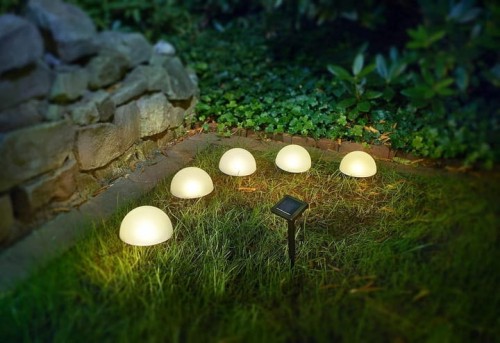 Lampa ogrodowa solarna LED Kule solarne wbijane Półkule z grotem