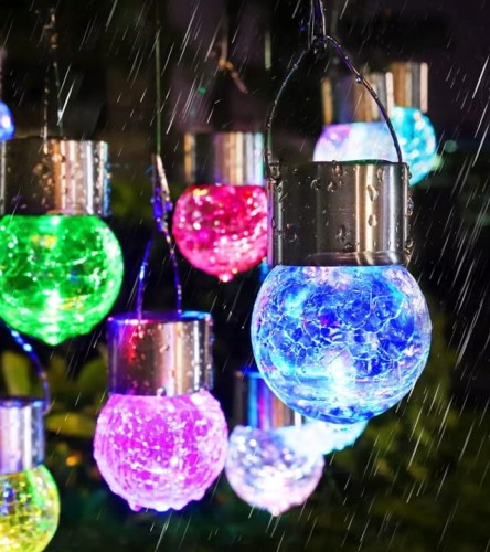 Lampa Ogrodowa LED Solarna Kula Wisząca Szklana Girlanda RGB SuperLED