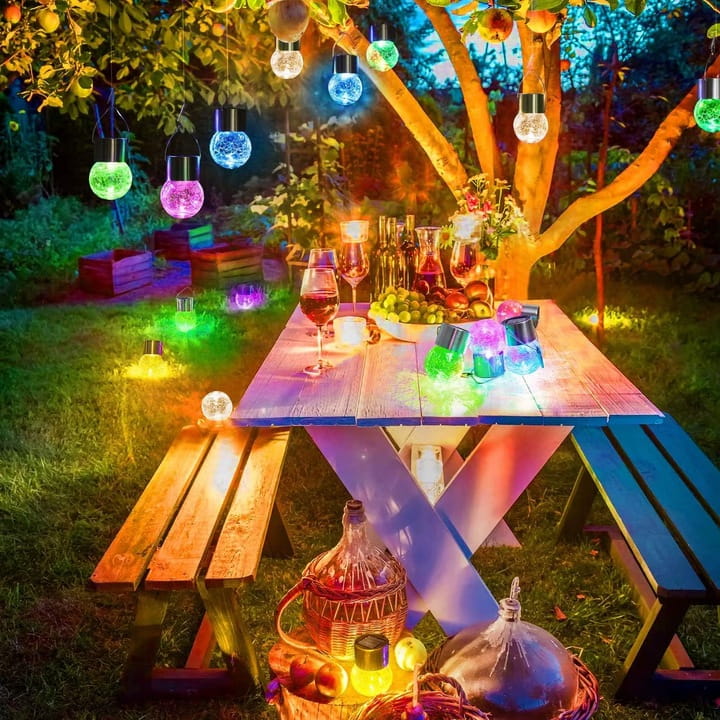 Lampa Ogrodowa LED Solarna Kula Wisząca Szklana Girlanda RGB SuperLED