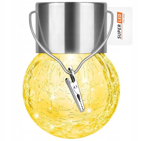 Lampa Ogrodowa LED Solarna Kula Wisząca Szklana Girlanda 3000K SuperLED