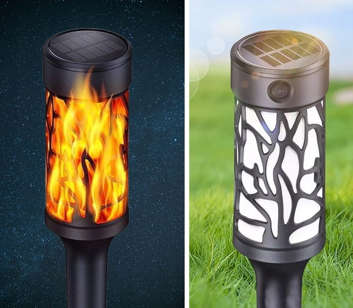 Zestaw 6x Lampa solarna LED ogrodowa POCHODNIA PŁOMIEŃ wbijana